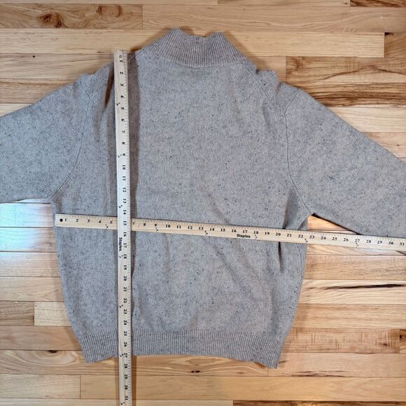 Jos A Bank Men's XL Lambs Wool Blend Quarter Zip Sweater Tan LIGHT WEAR - Picture 4 of 4